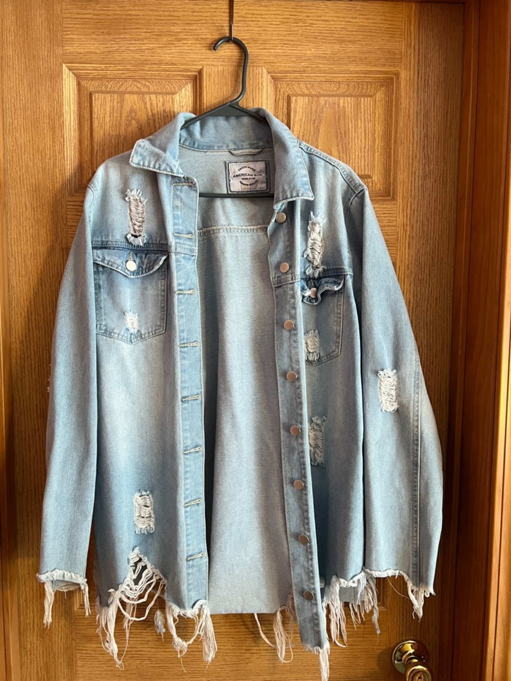 American Bazi Light Blue Distressed Denim Jacket